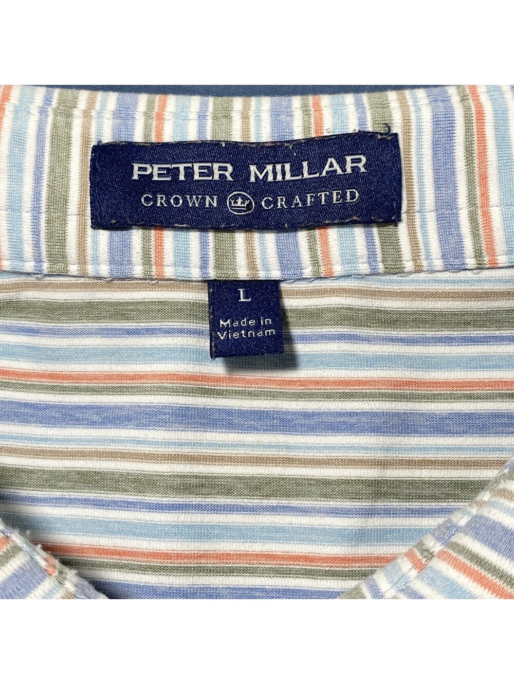 Peter Millar Crown Crafted Multicolor Striped Golf Polo Shirt - Size Large - Picture 4 of 10